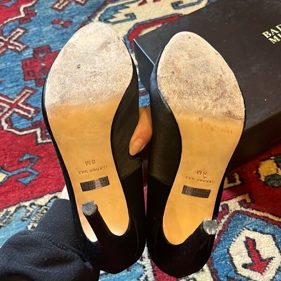 Badgley Mischka Satin Black Peep-toe Heels - Picture 9 of 11